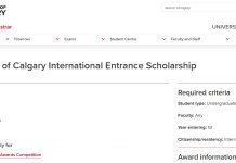 University of Calgary International Entrance Scholarship University of Calgary International Entrance Scholarship