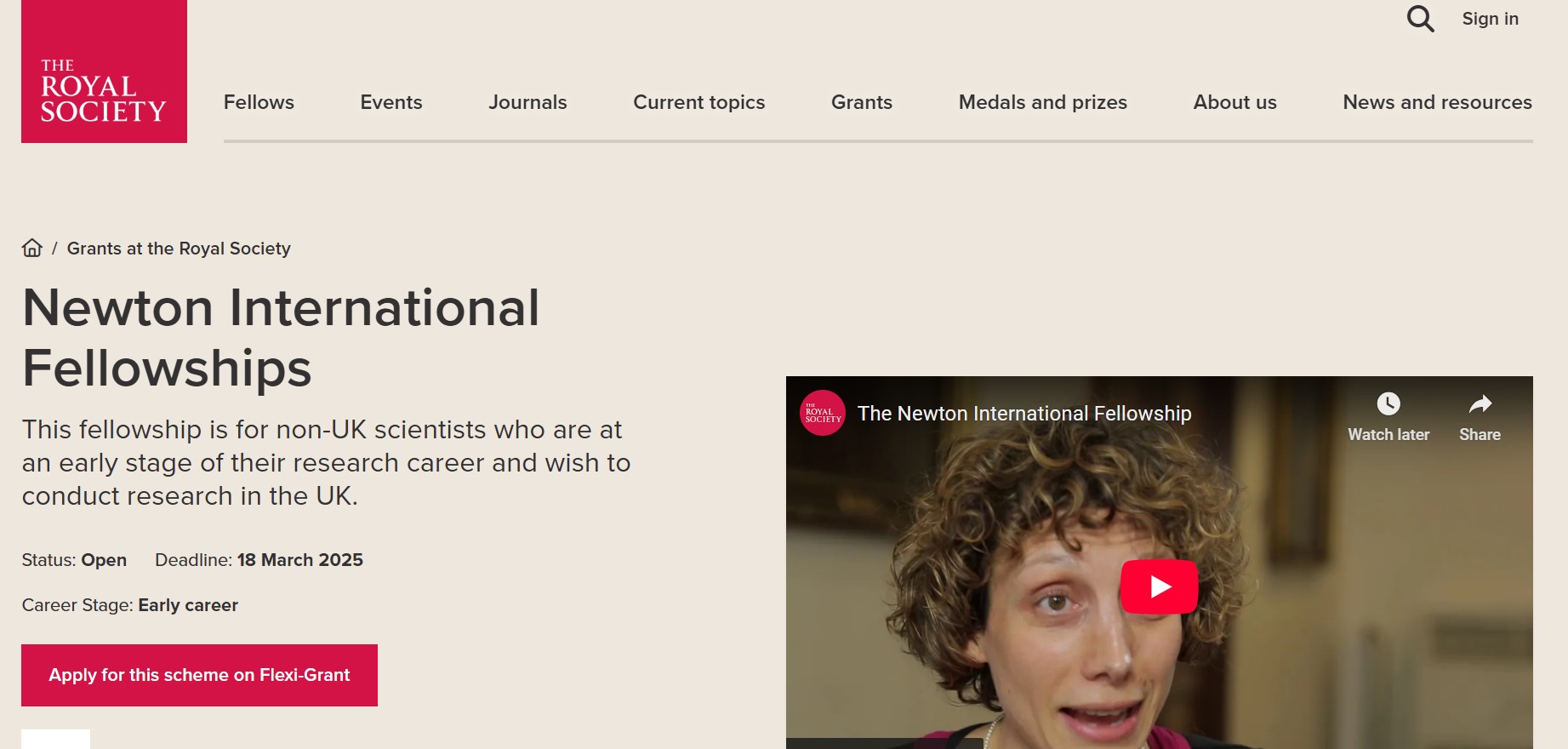 Newton International Fellowship 2025 in UK