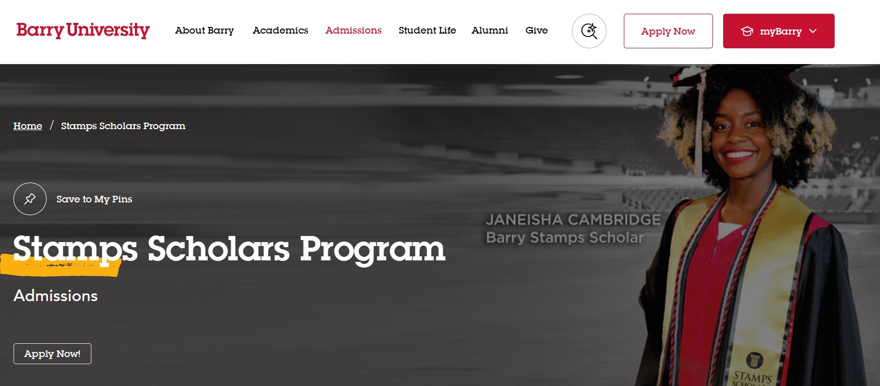 Barry University Stamps Scholars Program 2026
