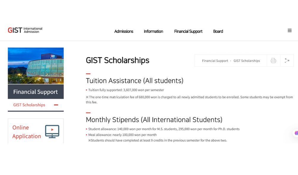 GIST Scholarships 2025 in South Korea