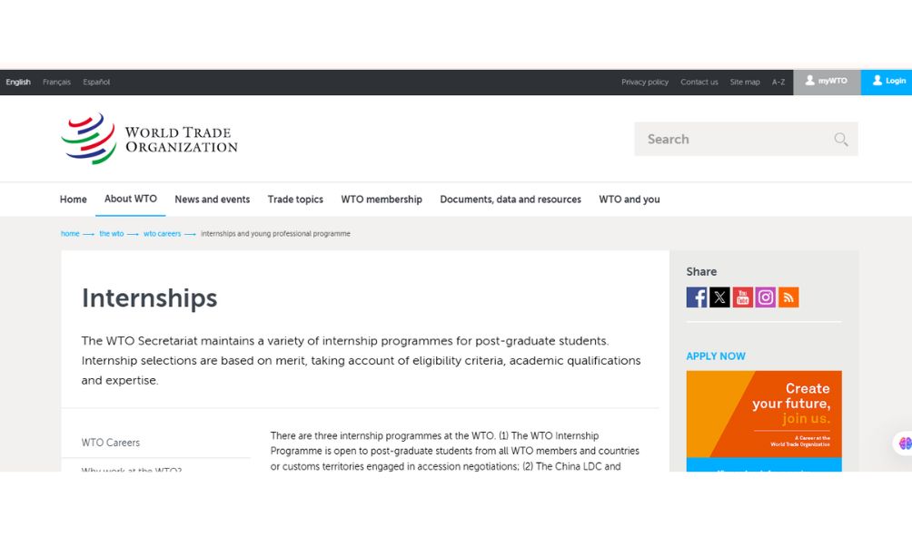 World Trade Organization Internships 2025