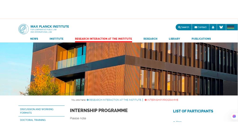 Max Planck Institute Law Internship 2025