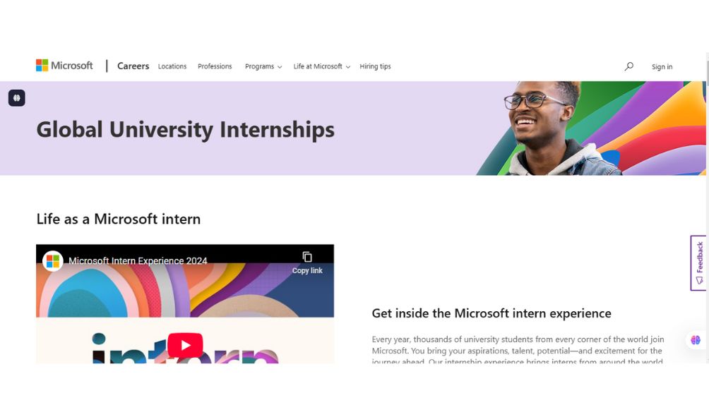 Microsoft Global University Internships 2025