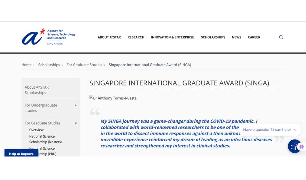Singapore International Graduate Award (SINGA) 2026 (Fully Funded) Singapore International Graduate Award
