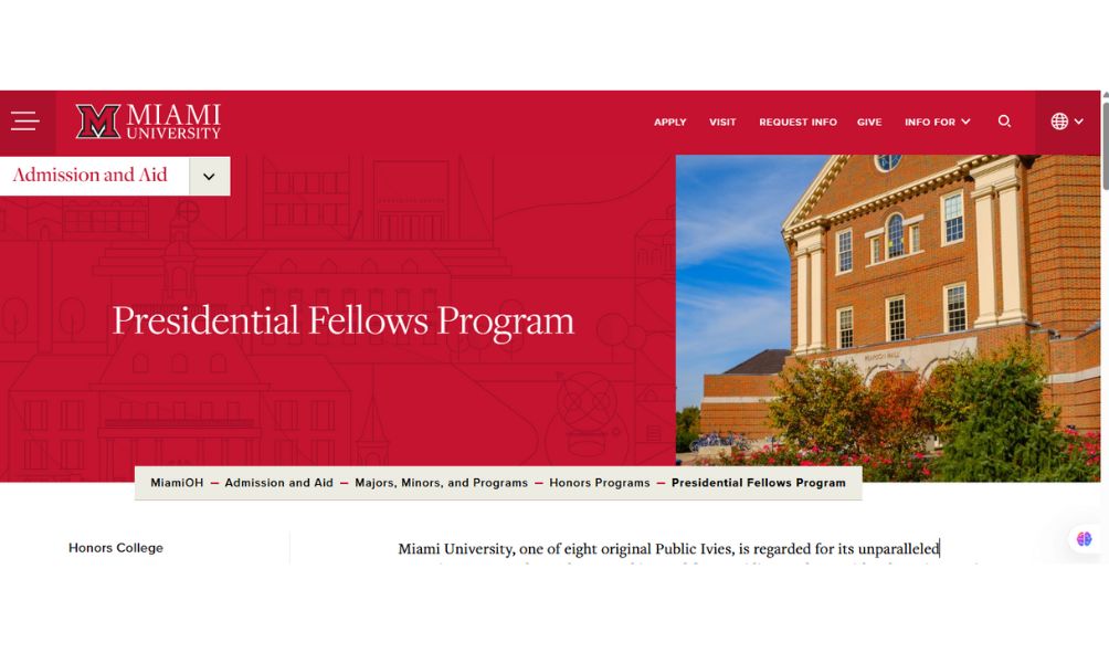 Miami University Presidential Fellowship Program