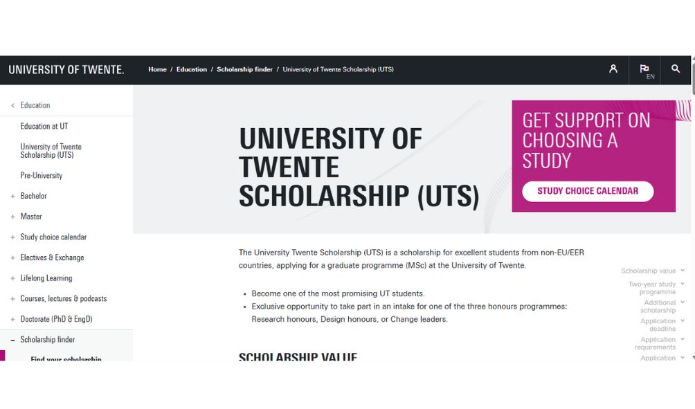 University of Twente Scholarship 2025-26