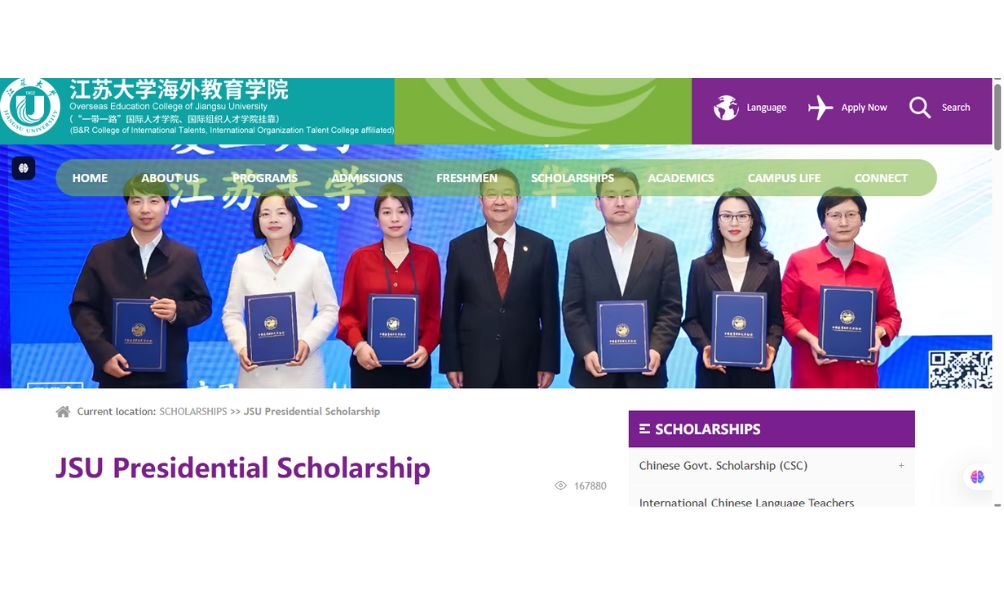Jiangsu University Presidential Scholarships 2025