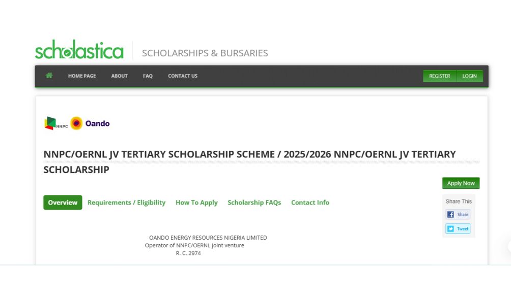 NNPC/NAOC/OANDO JV Scholarship 2026 for Undergraduates NNPC/NAOC/OANDO JV Scholarship 2025