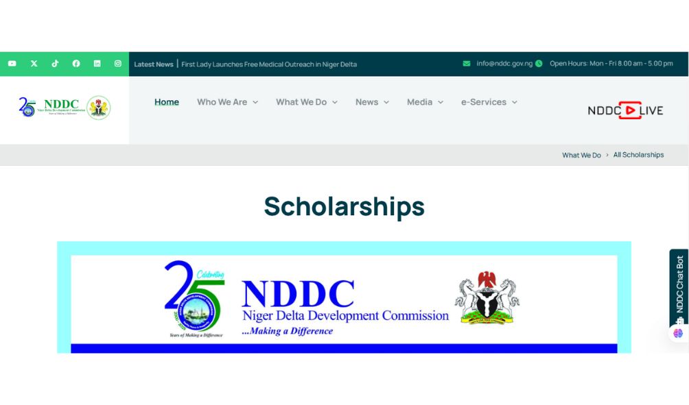 NDDC Postgraduate Scholarship to Study Abroad 2025 | Fully Funded Opportunity for Niger Deltans NDDC Postgraduate Scholarship to Study Abroad 2025