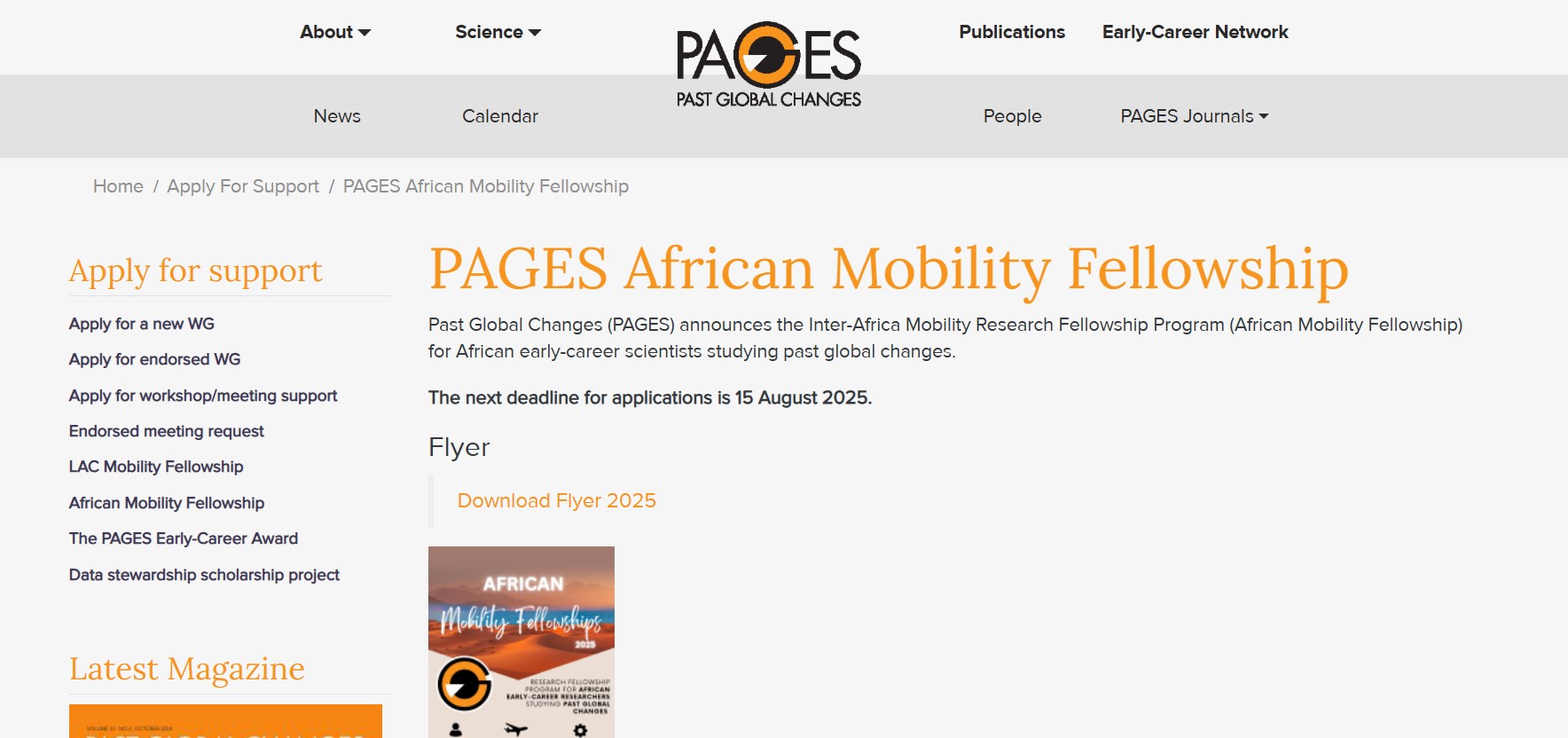 PAGES African Mobility Fellowship 2025