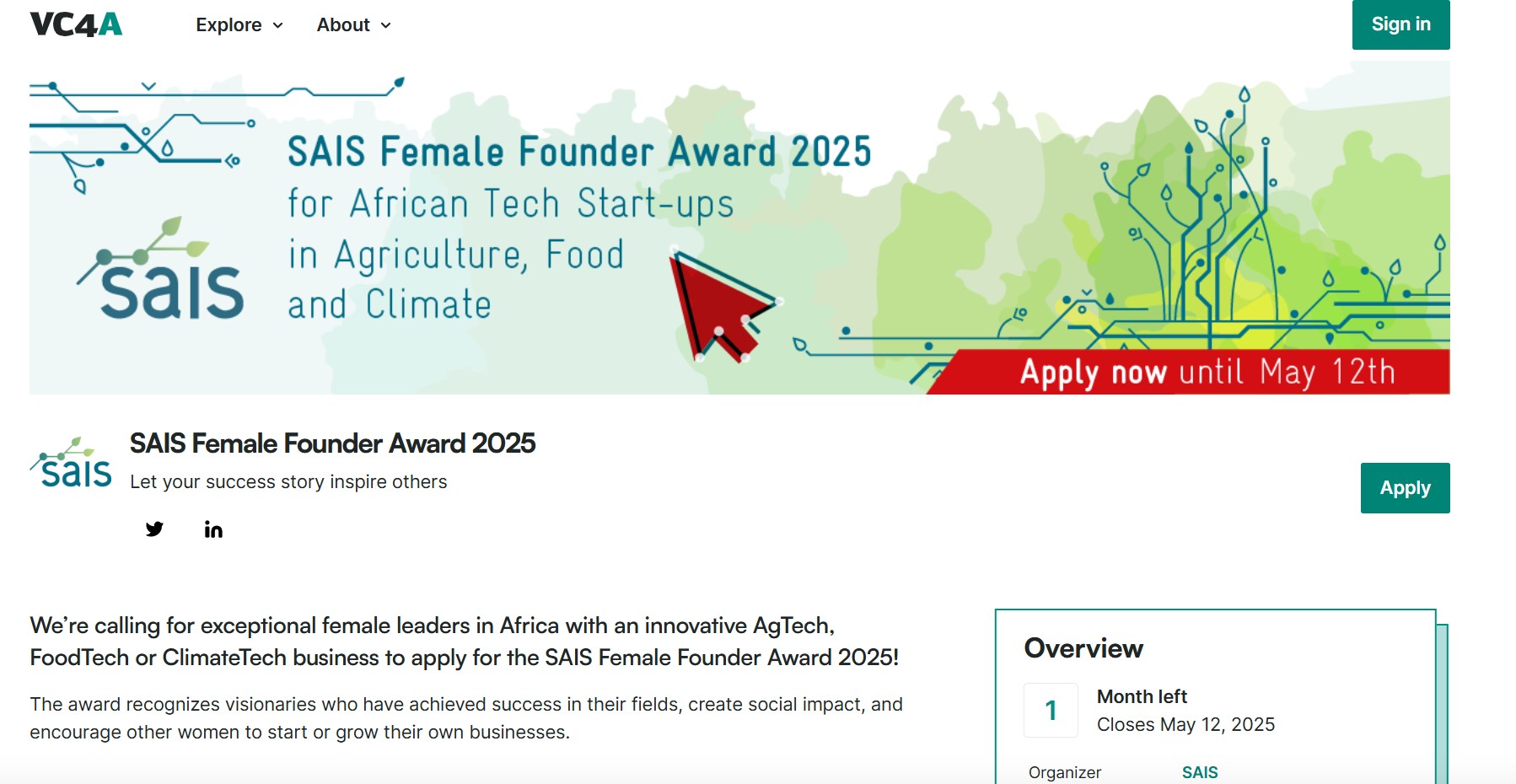 he SAIS Female Founder Award 2025