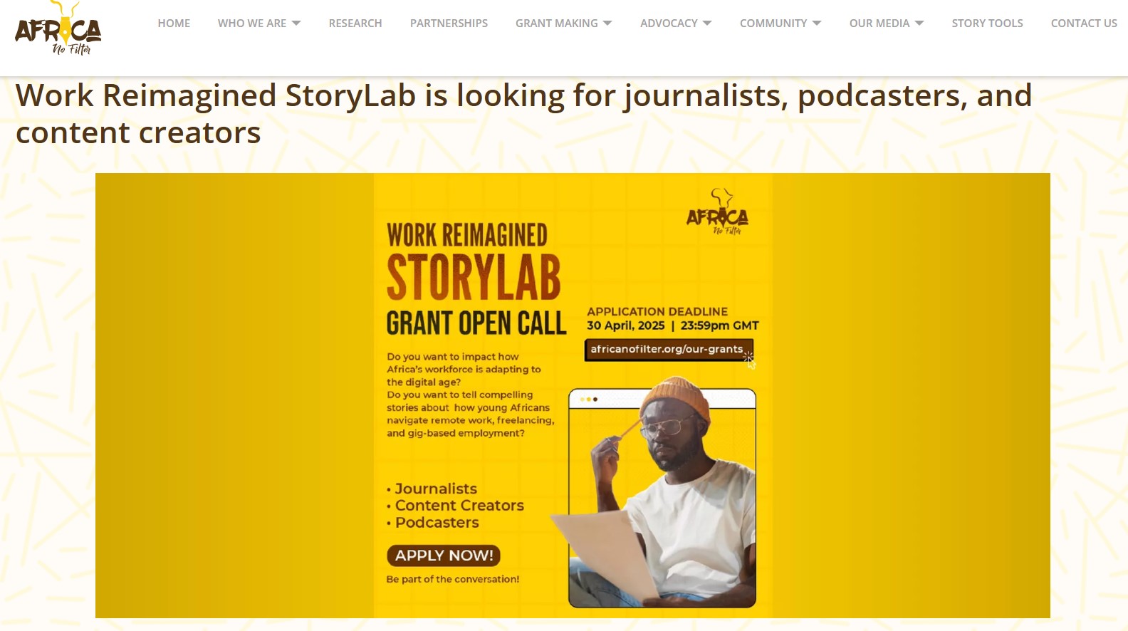 Work Reimagined StoryLab Grant 2025