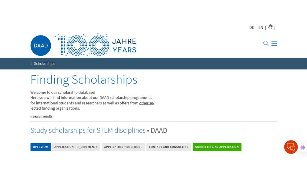 DAAD Study Scholarships 2026 for STEM Disciplines in Germany DAAD Study Scholarships 2025