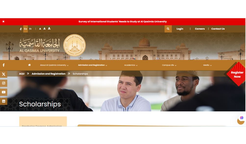 Al-Qasimia University Scholarships 2025-26 in the UAE (Fully Funded) Al-Qasimia University Scholarships 2025