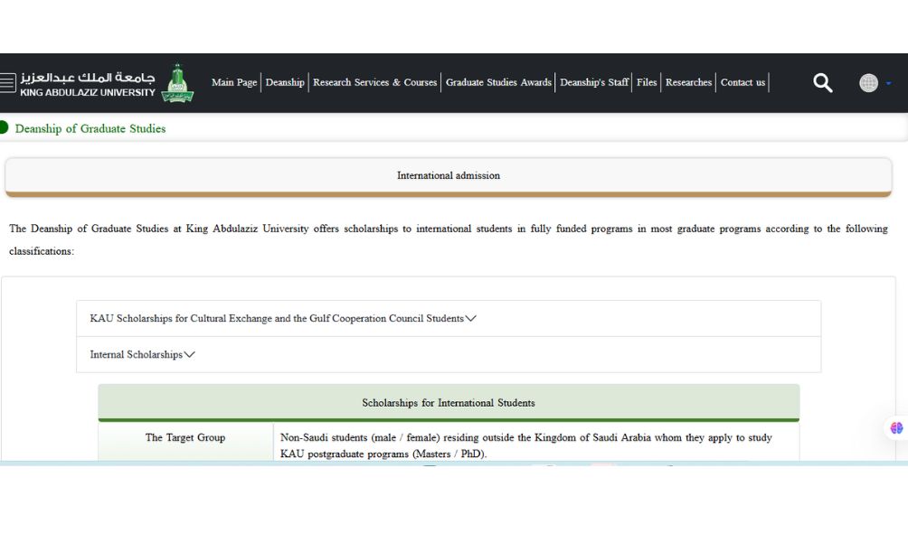 King Abdulaziz University Scholarship 2025
