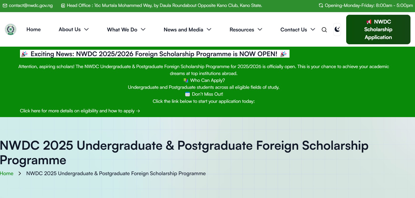 NWDC 2025 Undergraduate & Postgraduate Foreign Scholarship