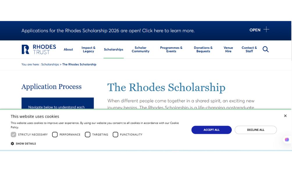Rhodes Scholarship Program 2026 in the UK (Fully Funded) Rhodes Scholarship Program