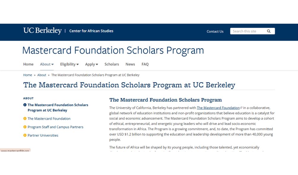 University of California MasterCard Scholarship 2025-26 (Fully Funded) University of California MasterCard Scholarship