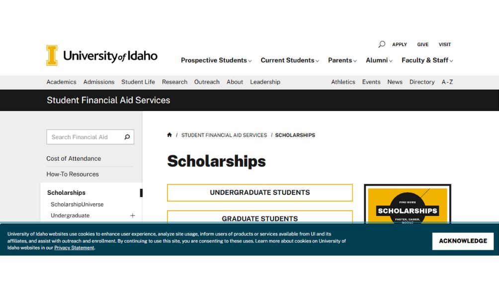 University of Idaho Scholarships for International Students 2025-26 (Study in USA) University of Idaho Scholarships
