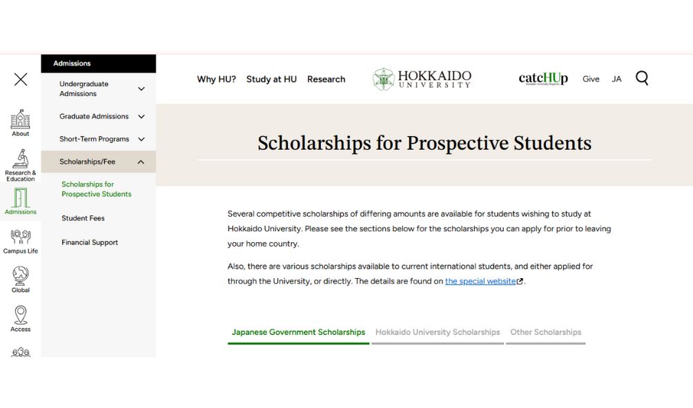 Hokkaido University MEXT Scholarship 2026 in Japan (Fully Funded) Hokkaido University MEXT Scholarship