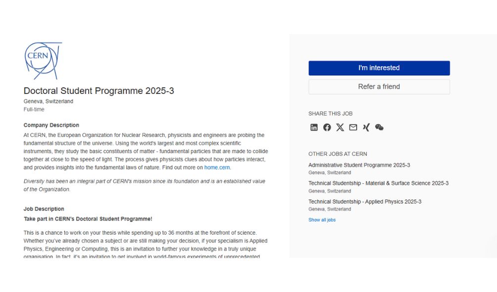 CERN Doctoral Student Program