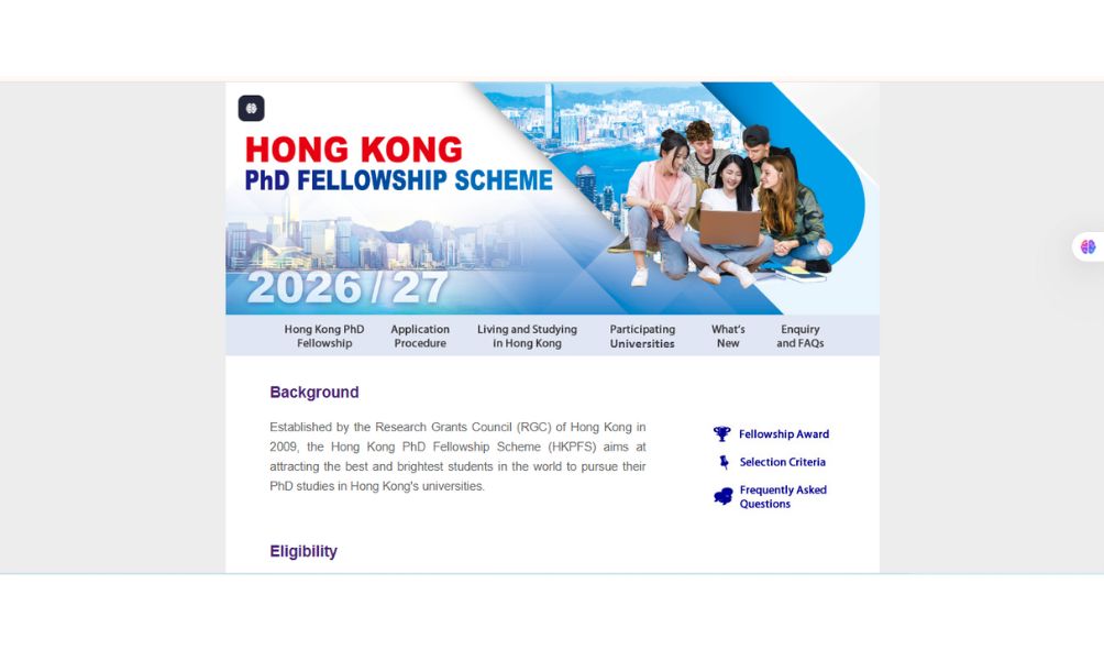 Hong Kong PhD Fellowship 2026-27 – Fully Funded (400 Awards) Hong Kong PhD Fellowship