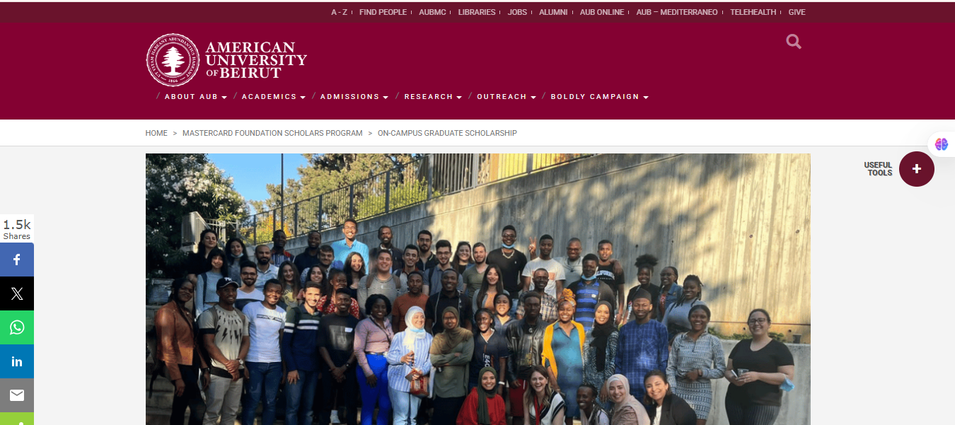 American University of Beirut (AUB) Mastercard Foundation Scholars Program 2026 for PhD Study (Fully Funded) American University of Beirut (AUB) Mastercard Foundation Scholars Program