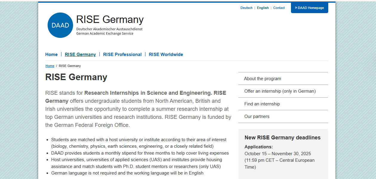 RISE Germany Internship 2026 in Germany (Fully Funded) RISE Germany Internship 2026