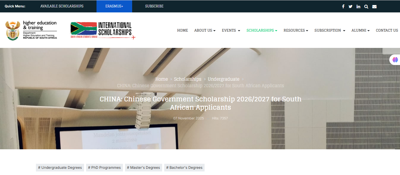 Chinese Government Scholarships 2026/27 for Young South Africans to Study in China (Fully Funded) Chinese Government Scholarships