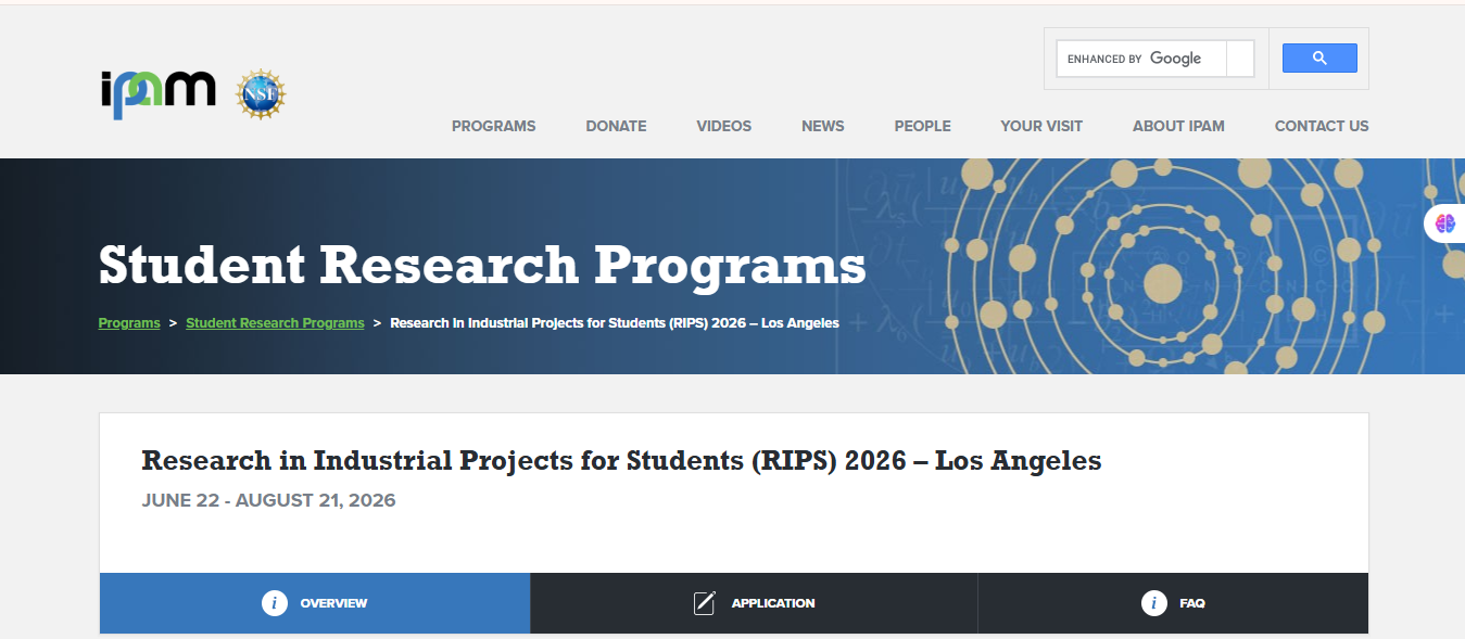 RIPS Summer Internship 2026 in the USA (Fully Funded) RIPS Summer Internship 2026