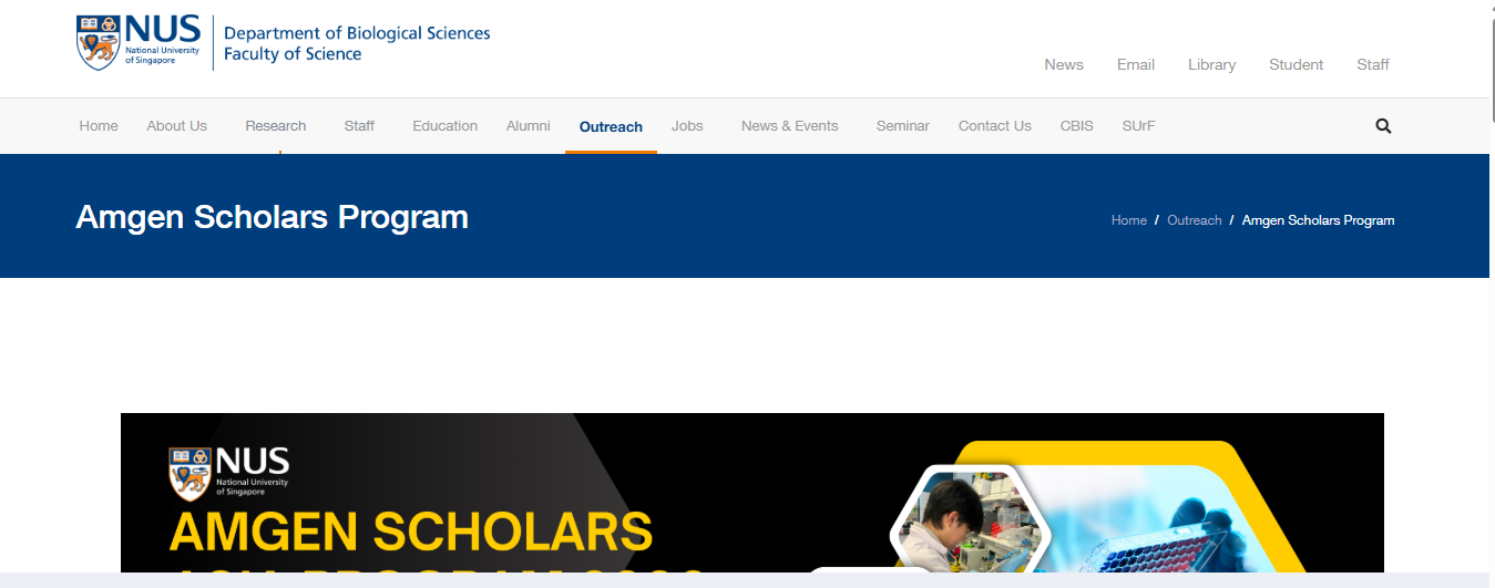 NUS Amgen Scholars Program 2026 in Singapore (Fully Funded) NUS Amgen Scholars Program