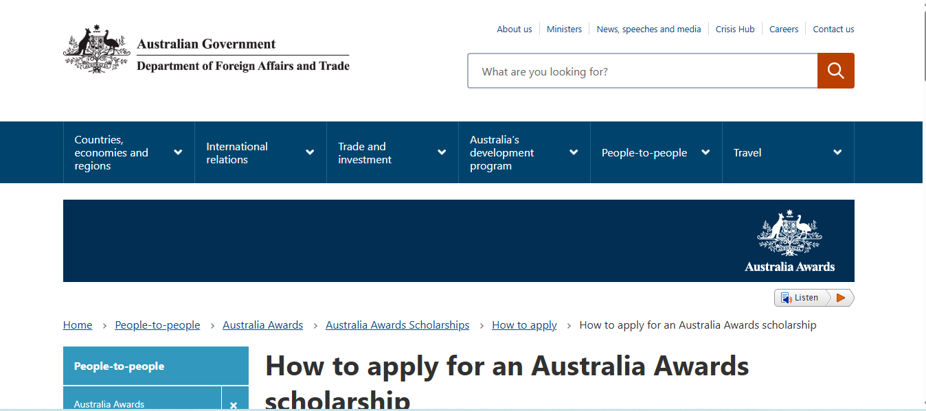 Australia Awards Scholarships 2027