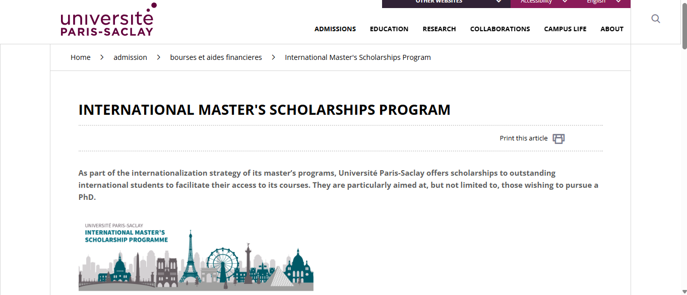 University of Paris-Saclay Scholarship 2026 (Study in France) University of Paris-Saclay Scholarship