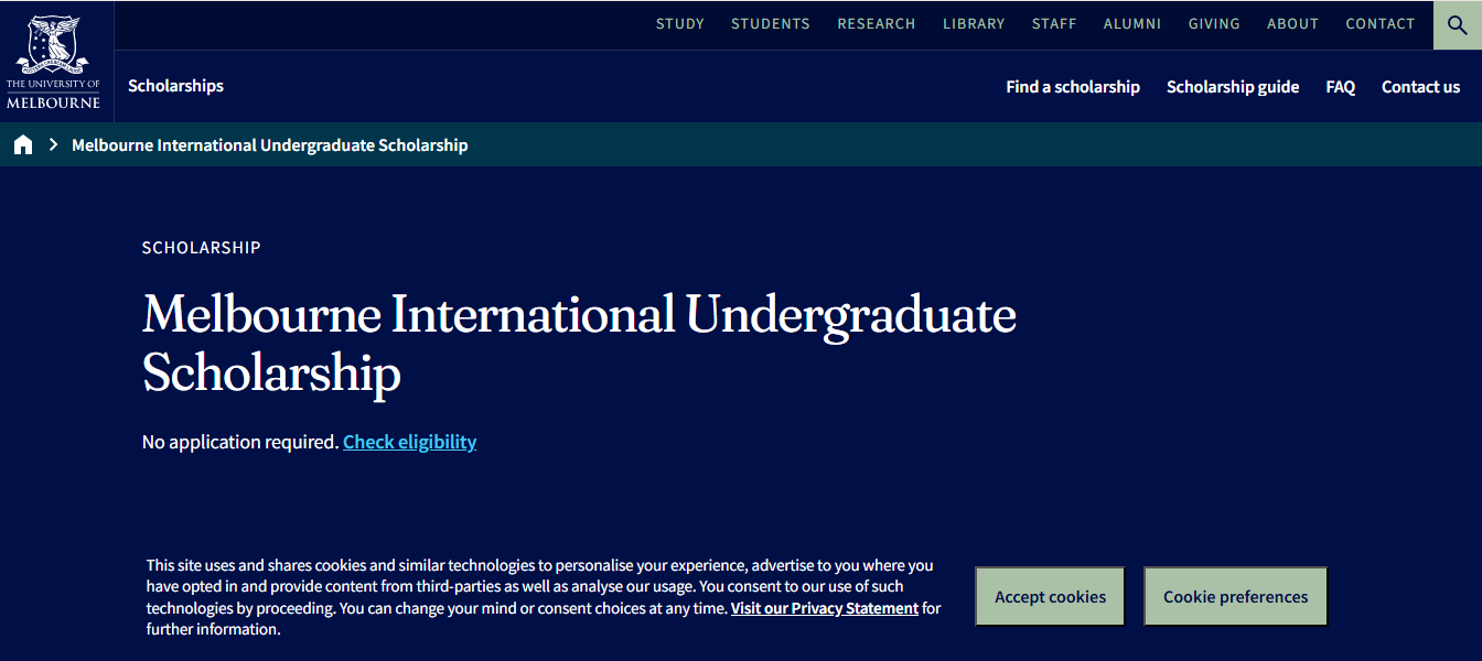 Melbourne International Undergraduate Scholarship 2026 in Australia – Study with 25% Tuition Support Melbourne International Undergraduate Scholarship