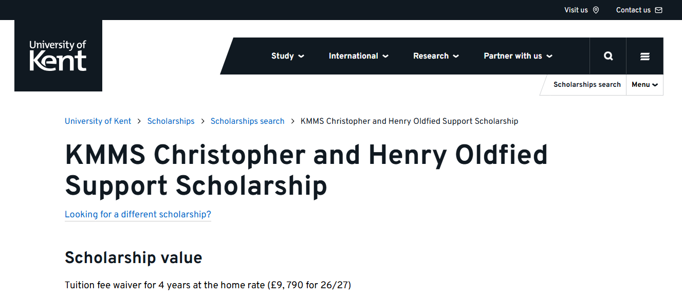 KMMS Christopher and Henry Oldfield Support Scholarship 2026 in the United Kingdom KMMS Christopher and Henry Oldfield Support Scholarship