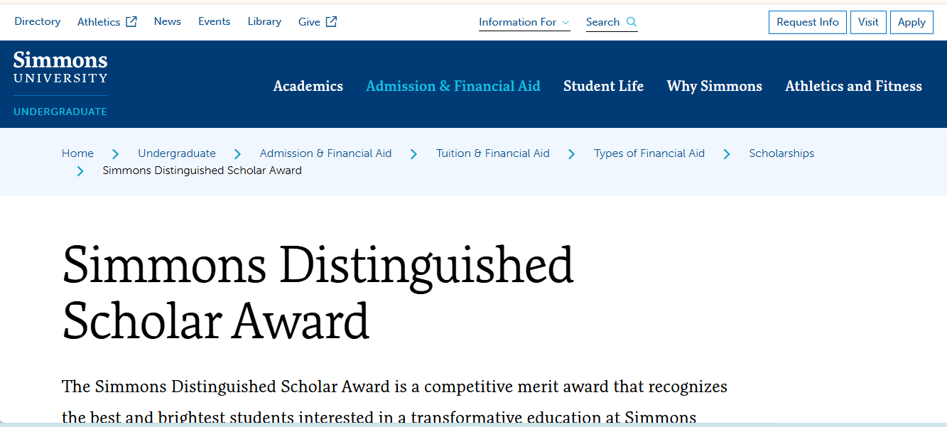 Simmons Distinguished Scholar Award 2026 in the United States Simmons Distinguished Scholar Award 2026