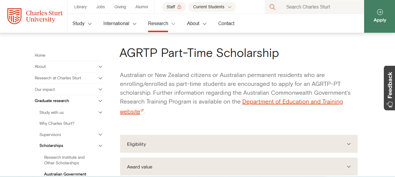 AGRTP Part-Time Scholarship 2027