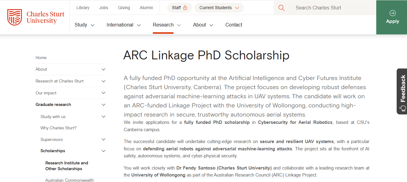 ARC Linkage PhD Scholarship