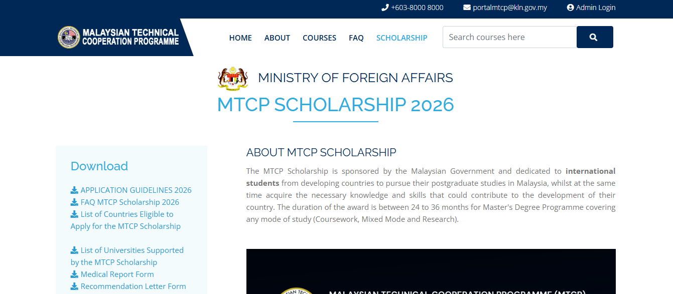 MTCP Scholarship 2026 in Malaysia MTCP Scholarship 2026 in Malaysia