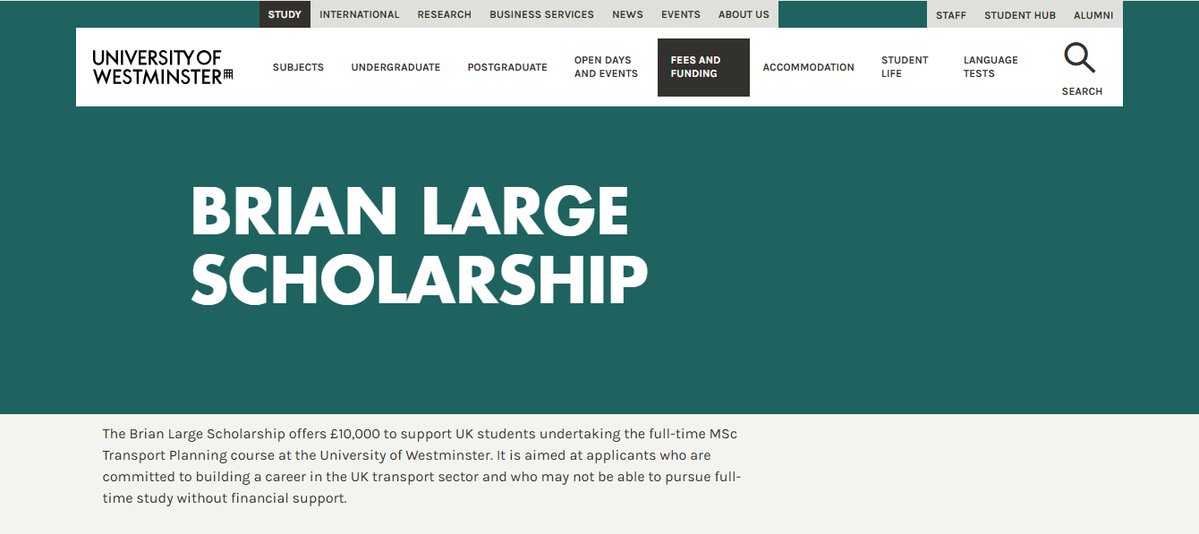 Brian Large Scholarship 2026 in the United Kingdom Brian Large Scholarship