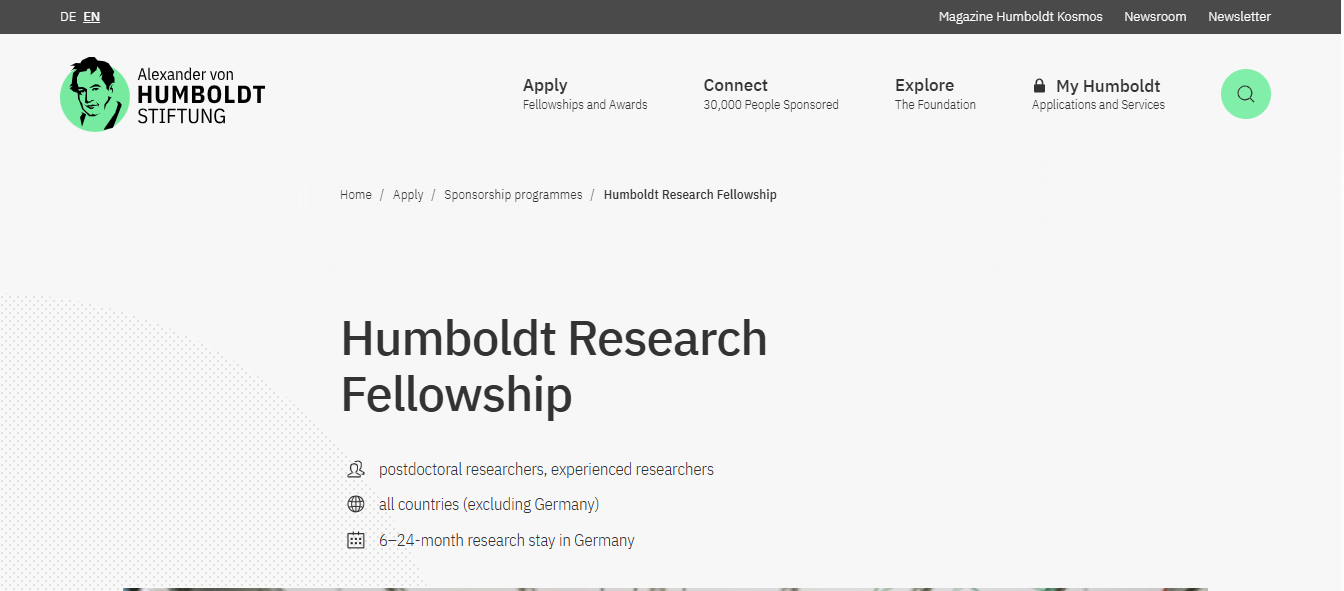 Humboldt Research Fellowship 2026