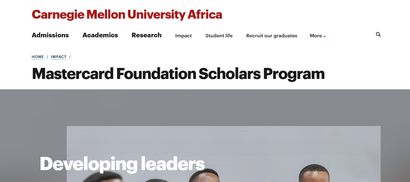 Carnegie Mellon University Africa Mastercard Foundation Scholars Program 2026 Carnegie Mellon University Africa Mastercard Foundation Scholars Program