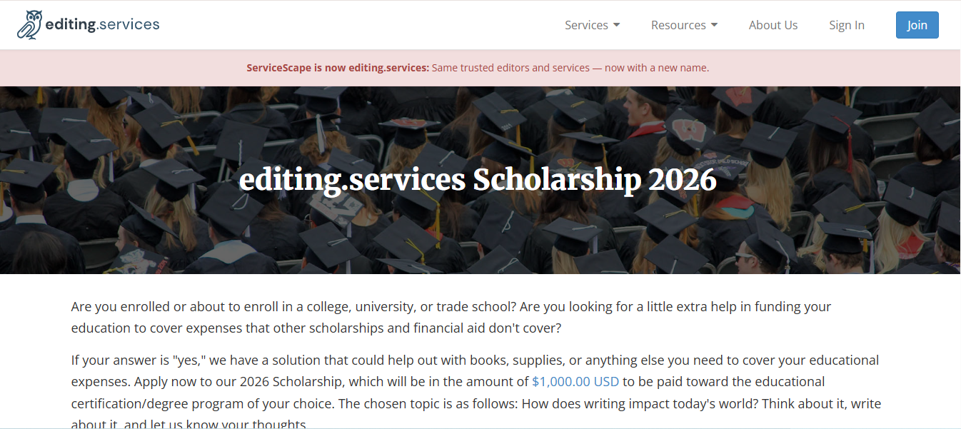 ServiceScape Scholarship 2026