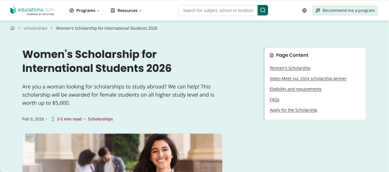 Women’s Scholarship for International Students