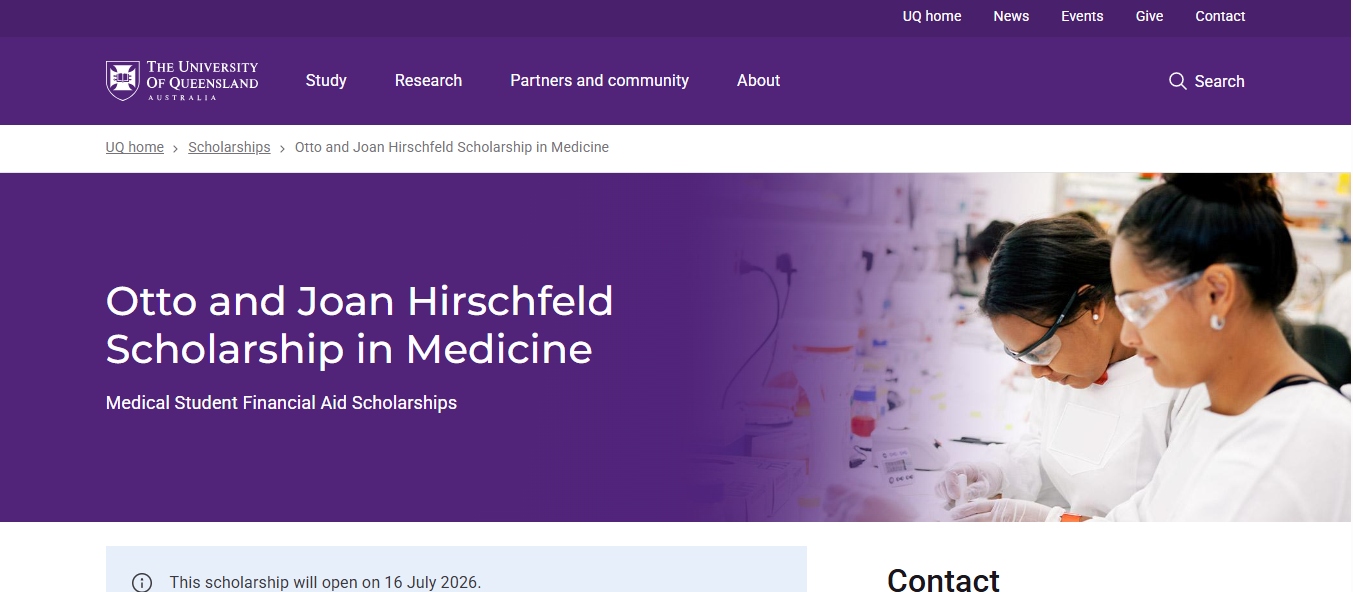 Otto and Joan Hirschfeld Scholarship