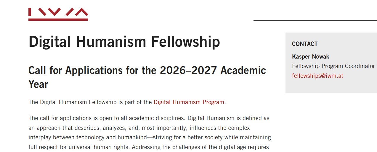 Digital Humanism Fellowship 2026