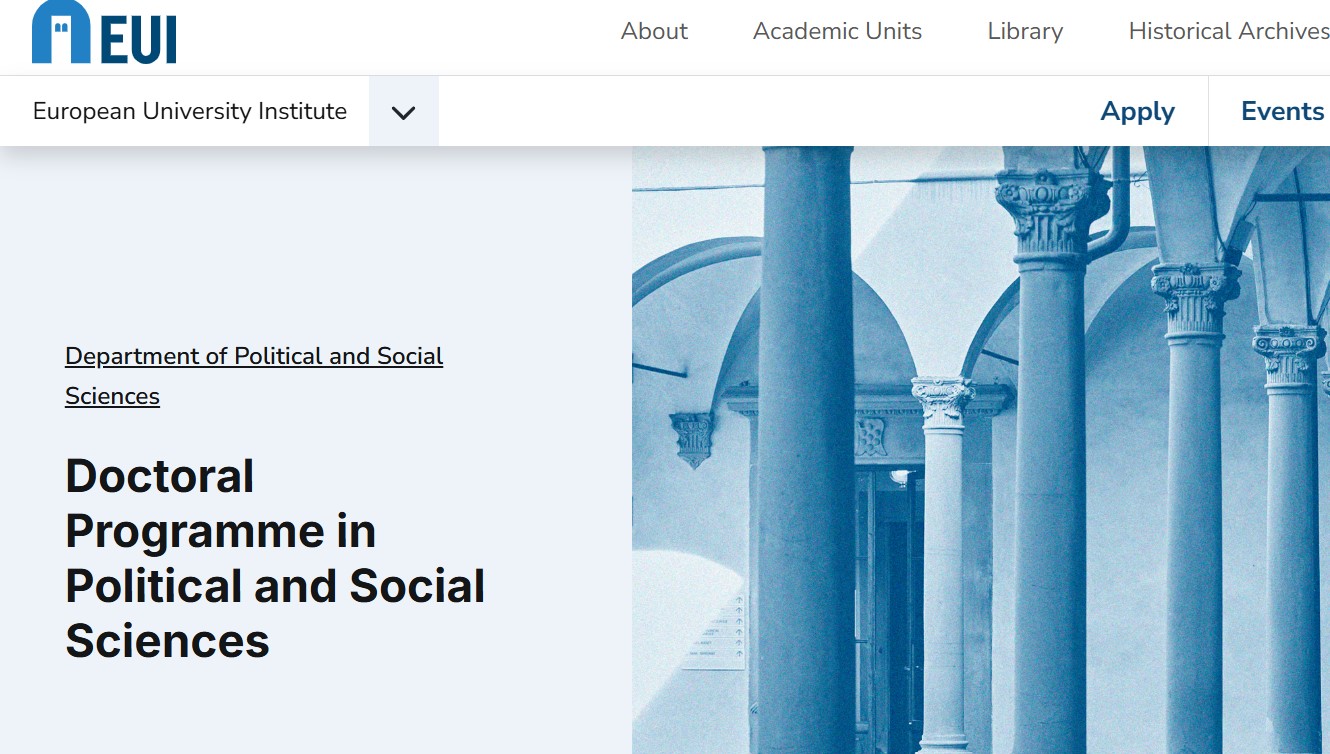EUI Doctoral Programme in Political and Social Sciences 2027