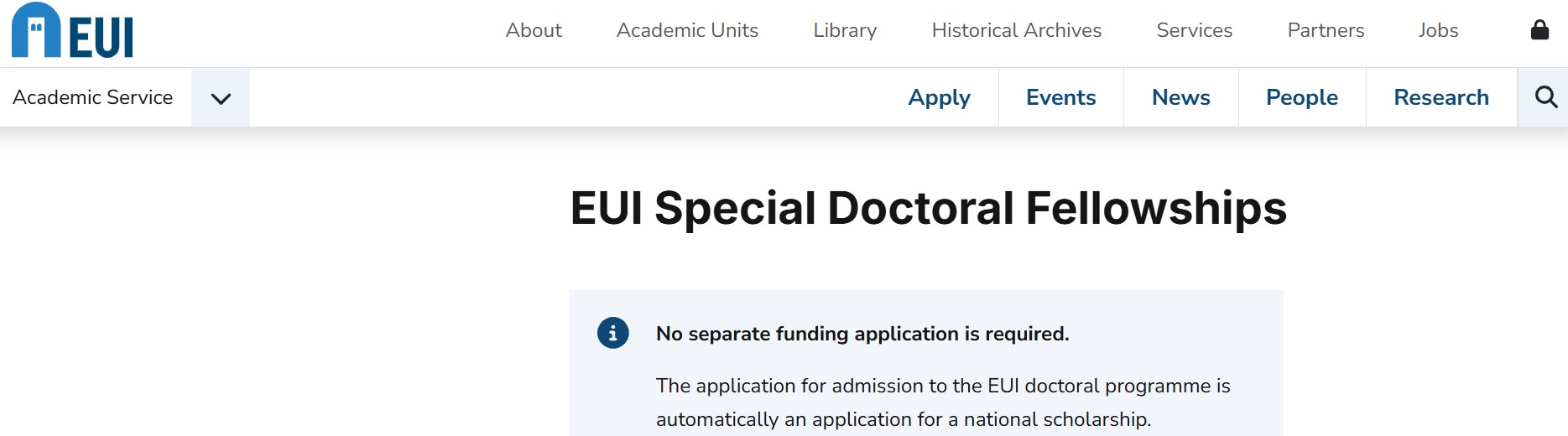 EUI Special Doctoral Fellowships 2026