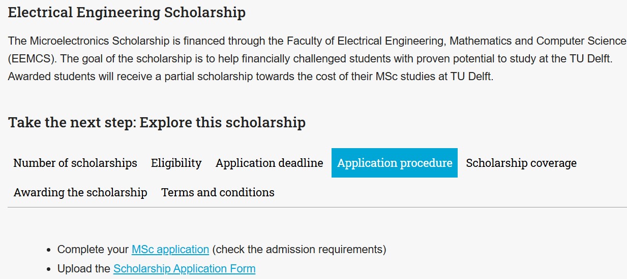Electrical Engineering Scholarship at TU Delft 2027