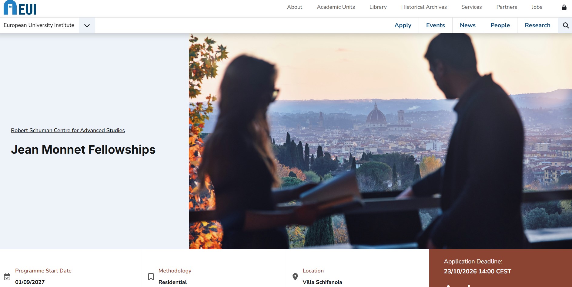 European University Institute Jean Monnet Fellowship 2027
